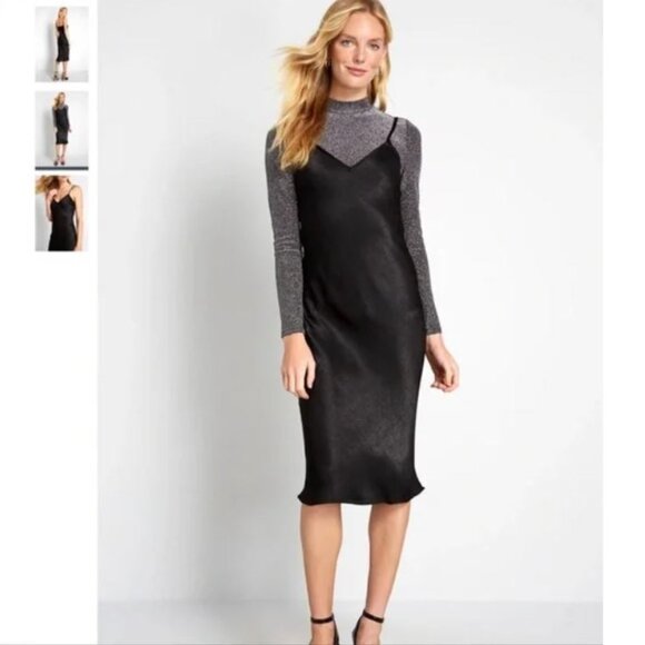 Mod Cloth textured slip dress black - Picture 2 of 9